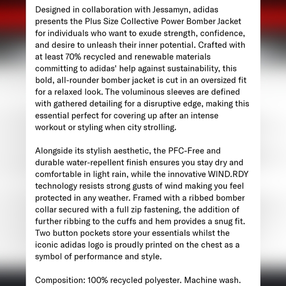 Adidas Plus Size Collective Power Bomber Jacket size 2X - Picture 13 of 13